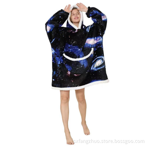 adults sherpa double lined with pocket Super Warm and Cozy Big Blanket Hoodie